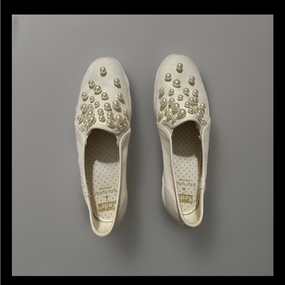 Keds X Kate Spade New York Triple Decker Pearl Embellished Slip-On Sneaker Sz 8